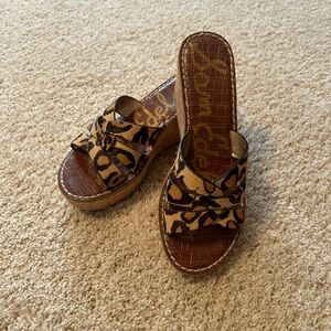 Sam Edelman Leopard Print Wedge Sandals
